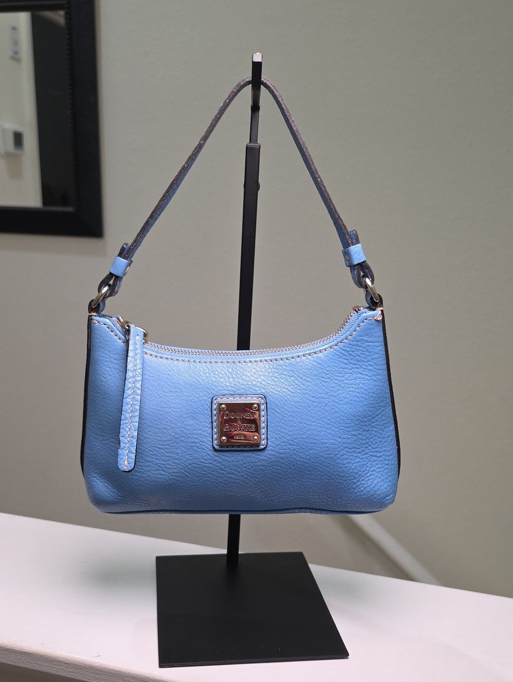 Dooney & Bourke Denim Pebbled Leather Hobo Mini Bag GUC - Picture 12 of 12